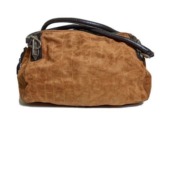 Innue Brown Suede Leather Carryall Hobo Oversized Bag Large Purse Lizard Print - Picture 2 of 11